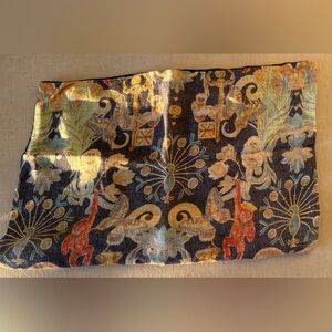 CB2 Artistic Blue and Gold Accent Pillow